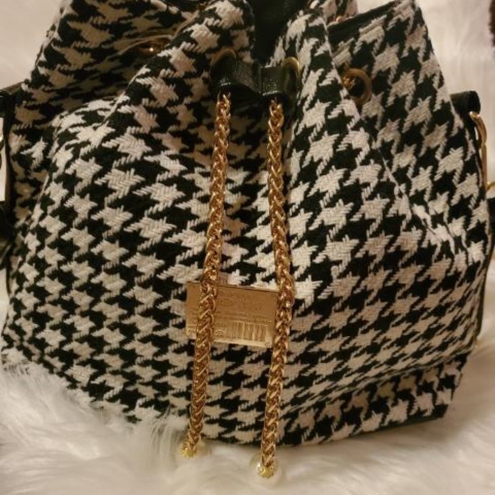 Houndstooth Drawstring Bag